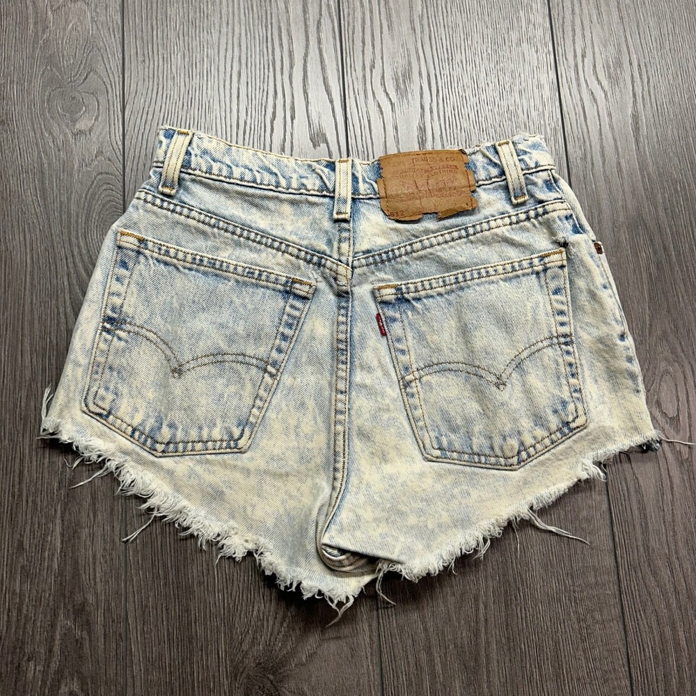 Vintage Levis 512 High Waisted Acid Wash 26W Distressed Denim Shorts Vintage